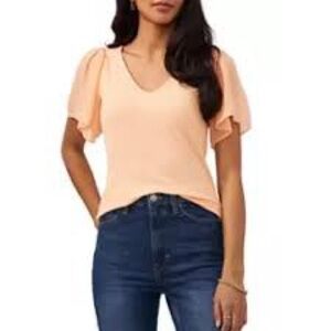 1. State Peach Flutter Sleeve Blouse